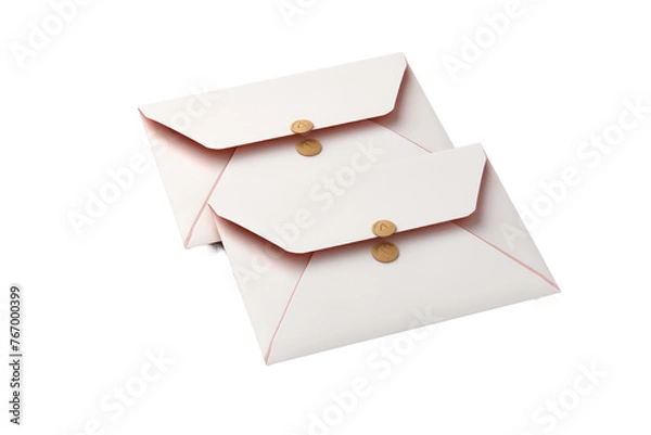 Fototapeta Pink Envelopes With Gold Buttons. On a Clear PNG or White Background.