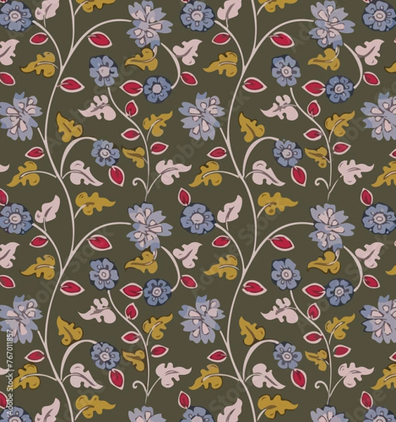 Fototapeta Ajrakh Pattern, Ikat, block print Pattern, batik print Pattern, madhubani, kalamkari, chinz, kani, Abstract, shirting design, Background digital printing textile pattern wallpaper