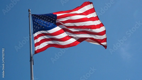 Obraz American flag waving in sky