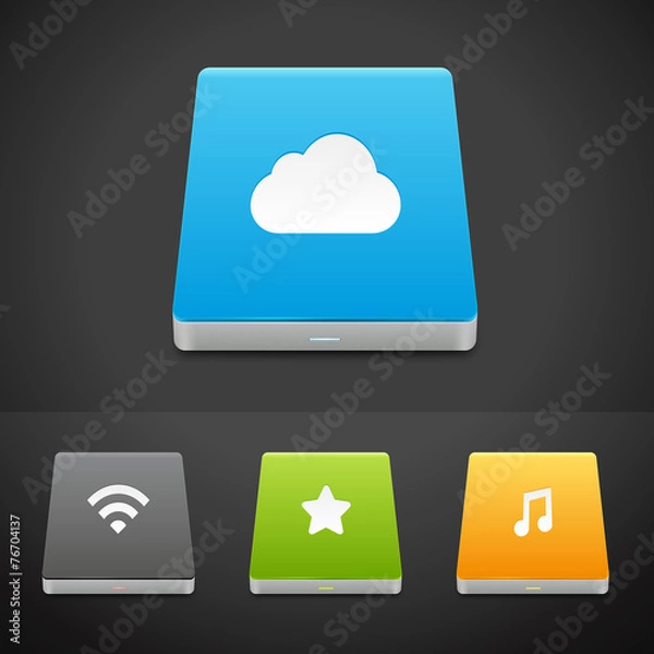 Obraz Portable Data Storage Hard Disc Drive Icons