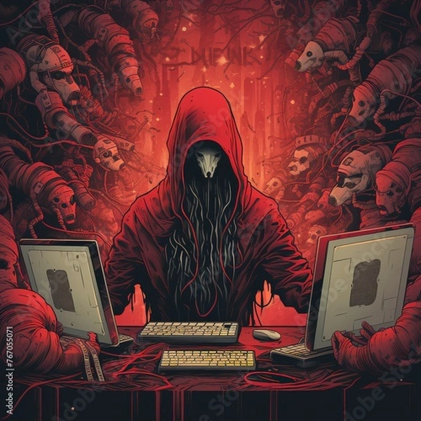 Fototapeta hacker with computer