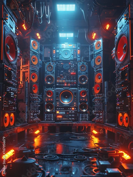 Fototapeta Rap stage design. AI generative