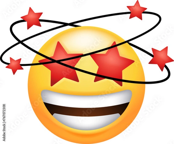 Fototapeta Face Dizzy Seeing Stars Emoticon Icon