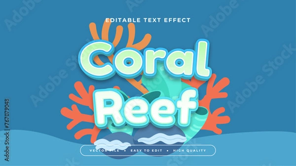 Fototapeta Colorful coral reef 3d editable text effect - font style