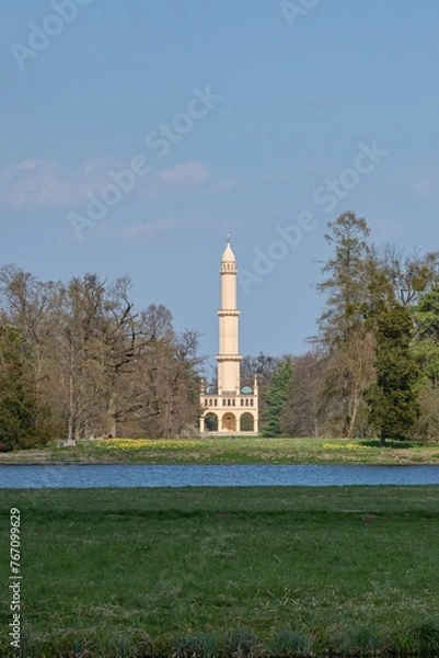 Obraz View of Minaret in the Castle Park, Lednice, Czech Republic