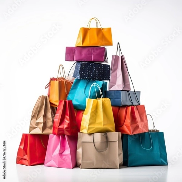 Obraz Pile of colorful shopping bags