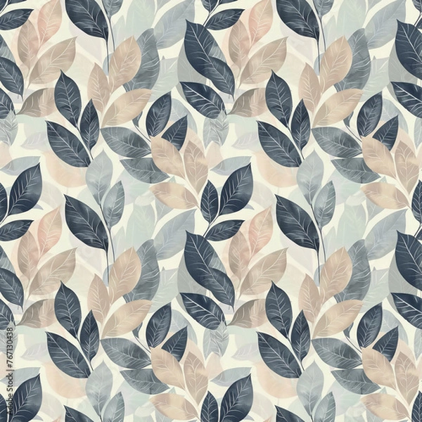 Obraz Blush and Navy Leaf Background