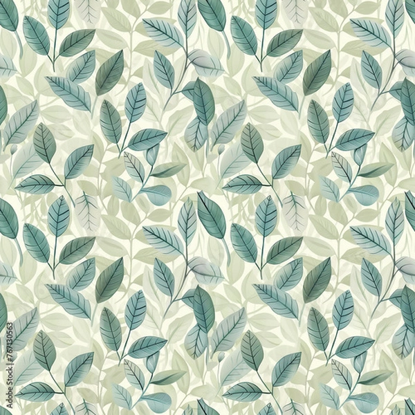 Obraz Playful Doodle Leave Seamless Pattern Background