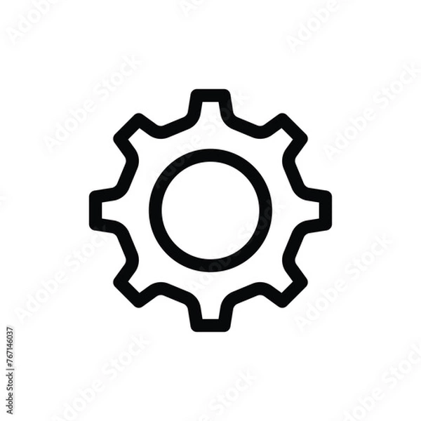 Fototapeta Machinery vector icon. Gear symbol. Cogwheel icon. Settings icon. Screw nut sign. Screw-nut sign. Isolated vector flat pictogram. Cog round symbol design. UX UI icon