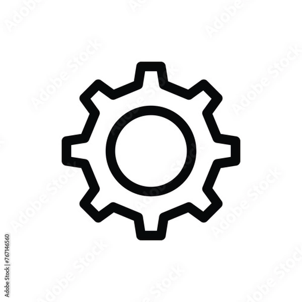Fototapeta Machinery vector icon. Gear symbol. Cogwheel icon. Settings icon. Screw nut sign. Screw-nut sign. Isolated vector flat pictogram. Cog round symbol design. UX UI icon