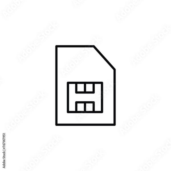 Fototapeta Sim card vector icon. Sim flat sign design. Sim symbol pictogram. Memory card icon. Micro sd sign. TF card sign. UX UI icon