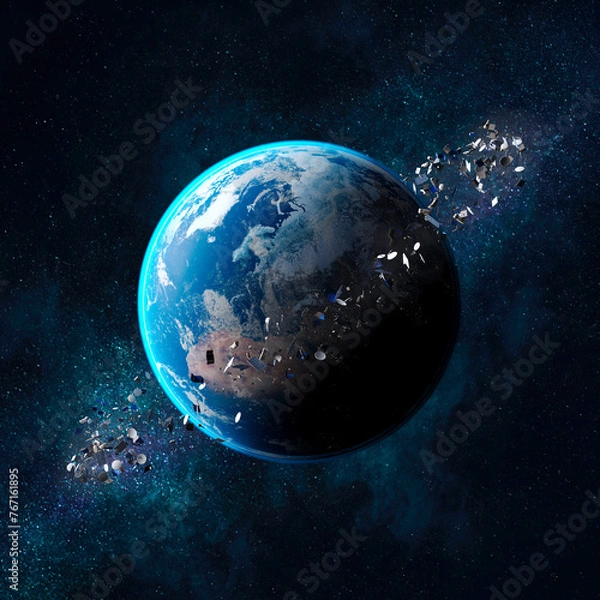 Obraz Conceptual Art: Shattered Earth Amidst the Vastness of Space - A Warning Sign