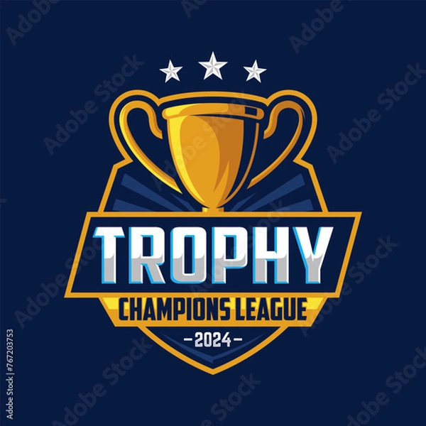 Obraz Trophy Mascot Logo Design Vector Template. Trophy Badge illustration for Sport Team.