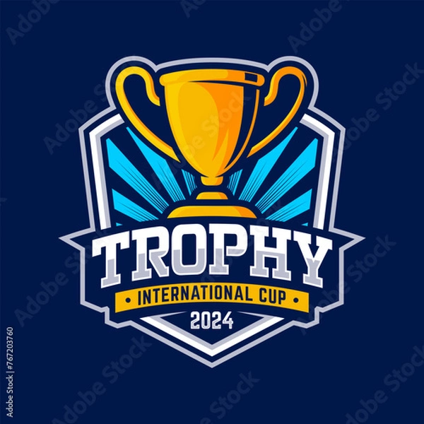 Obraz Trophy Mascot Logo Design Vector Template. Trophy Badge illustration for Sport Team.