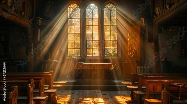 Fototapeta Sunlight Streaming Through Church Windows
