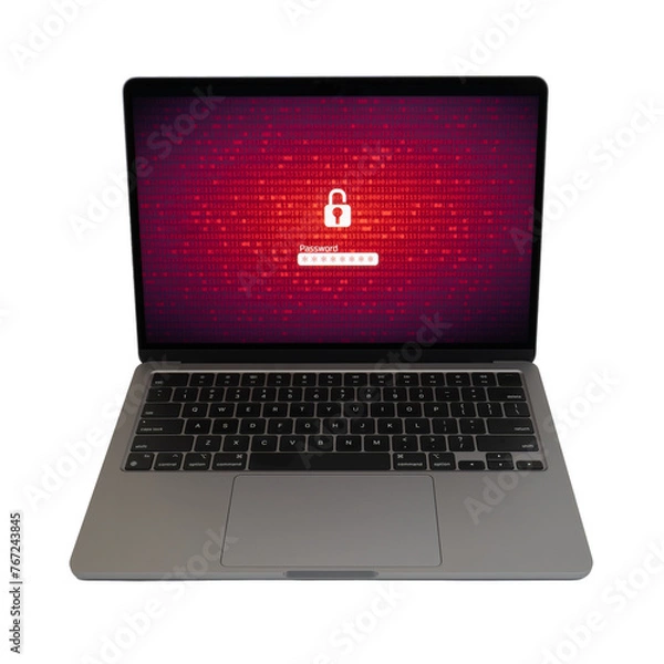 Fototapeta Laptop with password unlocked by hacking.