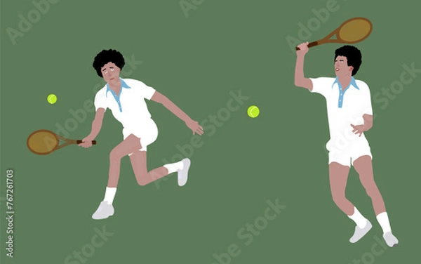 Obraz Tennis Player Vector Illustration with Racket and Sword