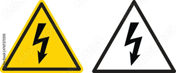 Fototapeta High voltage danger symbol icon set in two styles . Danger symbol vector