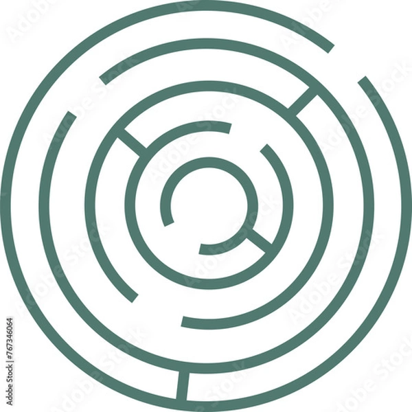Obraz Circle maze vector labyrinth game. Round puzzle circular maze with solution. Complex labyrunth pattern.