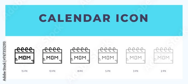 Fototapeta Calendar line icon. Vector icon symbol. Logo illustration. Editable line icon.