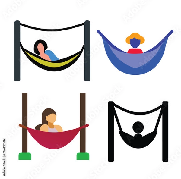 Obraz Relaxation Elevated: Discover Your Perfect Hammock Haven Set of icons