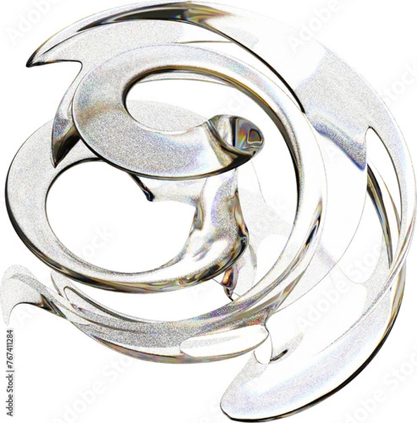 Obraz 3d rendering. Abstract geometric shapes illustration. Dispersion glass objects isolated on transparent background