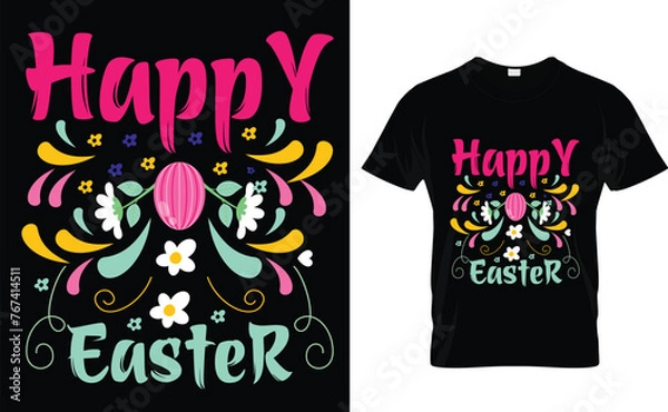 Obraz happy easter typography t-shirt design 
