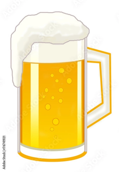 Fototapeta Beer, beer with foam in a transparent mug on a white background