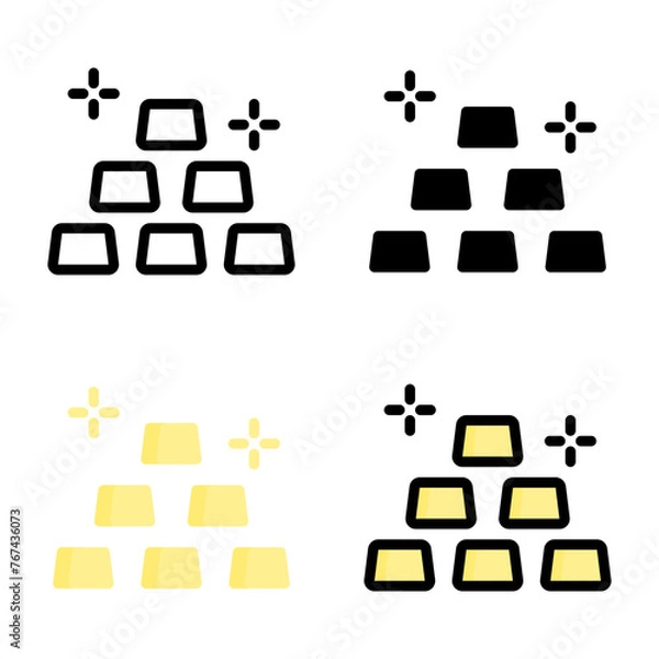 Fototapeta Gold icon set style collection in line, solid, flat, flat line style on white background