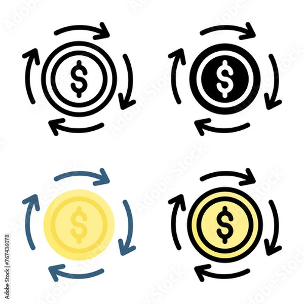 Obraz Transfer icon set style collection in line, solid, flat, flat line style on white background