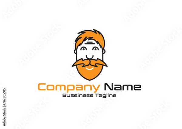 Fototapeta Head of Man with Beard Logo Business Logo Suitable For Barber Shops or Tech Company Unique Vector Art