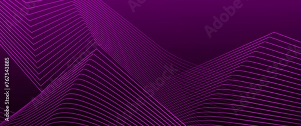 Fototapeta COLOR dark violet vector 3d futuristic tech glow and shinning line simple modern abstract banner. For brochures, covers, posters, banners, websites, header