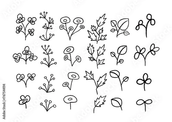 Obraz 手書き風かわいい植物のゆるいイラスト