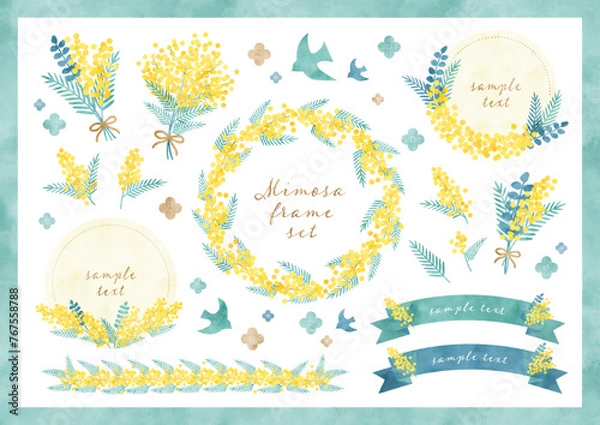 Obraz 水彩 ミモザフレームセット
