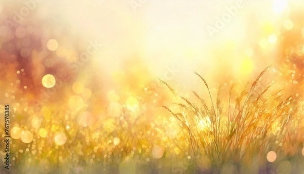 Fototapeta Abstract background inspired by a shimmering meadow after the evening rain.
