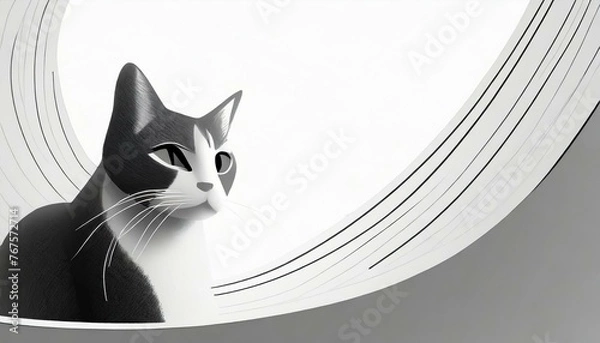 Obraz black and white cat