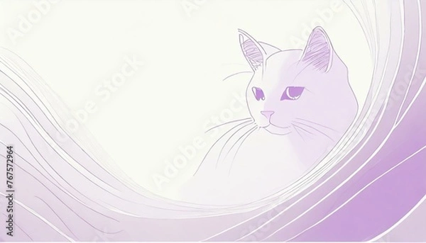 Obraz a white simple abstract background with a cat in the light bottom corner