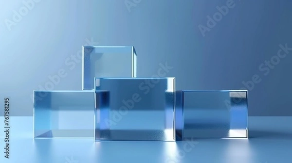 Fototapeta Product background podium or 3d glass display background, crystal pedestal platform. Transparent glass product display background, presentation and model stand stage in 3d render ,Generative ai, 