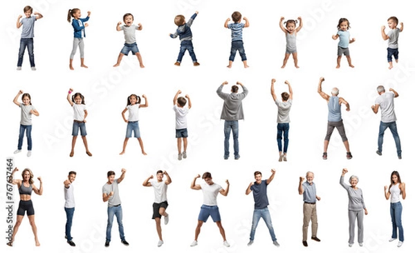 Fototapeta 喜びを表す人々の切抜き素材集、背景透過（男性、女性、老人、子供）