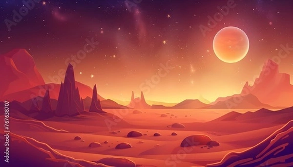 Fototapeta Seamless Fantasy Sci-fi Martian Background For Ui Game
