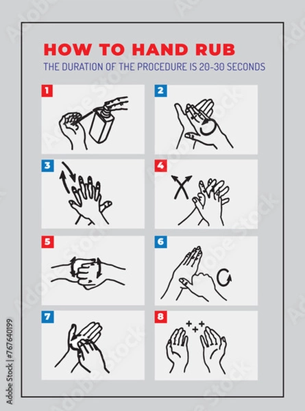 Fototapeta concept of how to hand rub symble adobe illustrator symble cleaning of hand procedure 