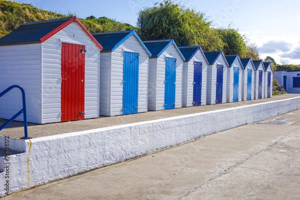 Obraz Beach huts Brixham Torbay Devon Endland UK
