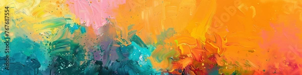 Fototapeta Colorful acrylic painting abstract background banner