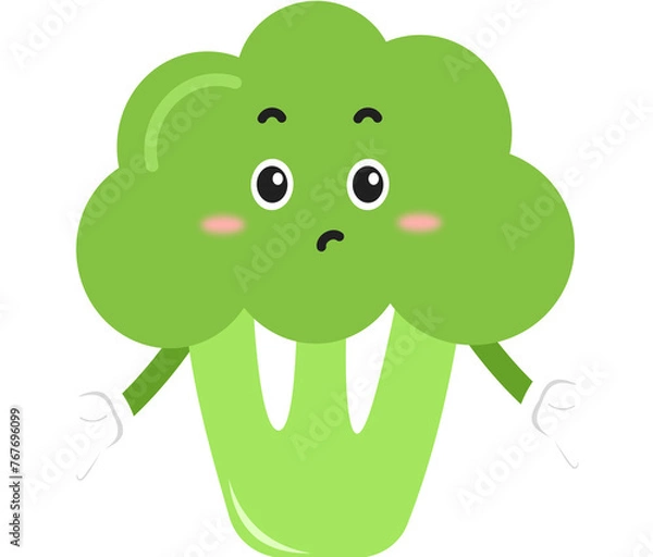 Obraz cute broccoli cartoon character. cute vegetable