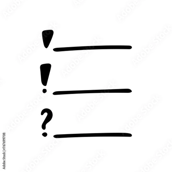 Fototapeta Doodle simple list elements in business process.Abstract list with different levels of importance,status of items. Hand drawn black monochrome vector for cards,posters and professional design.On white