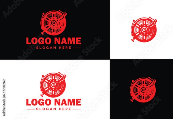 Fototapeta film reel logo icon vector for business brand app icon movie cinema theater video channel cinematography logo template