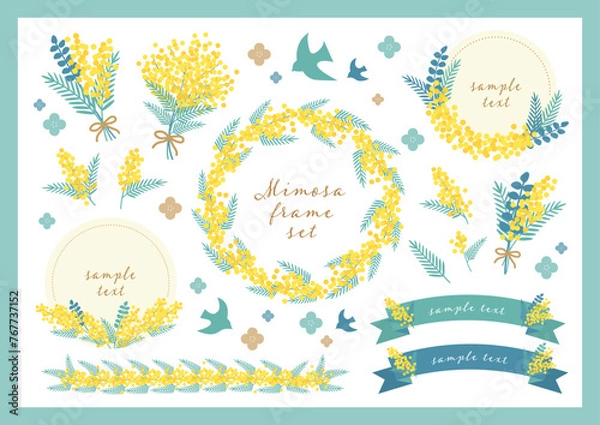 Fototapeta ミモザフレームセット