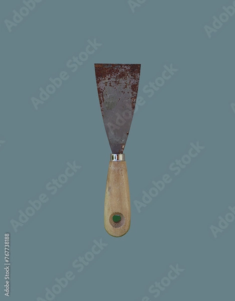 Obraz Construction spatula old with a wooden handle