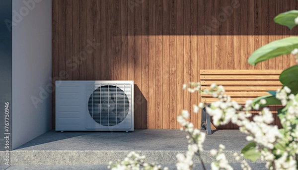 Obraz Inverter installed at a home wall  - 3D visualisation