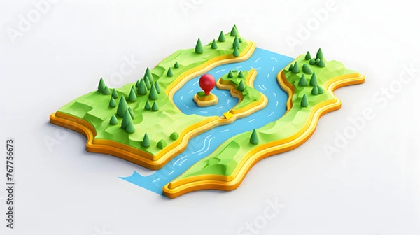 Fototapeta Map Icon 3d